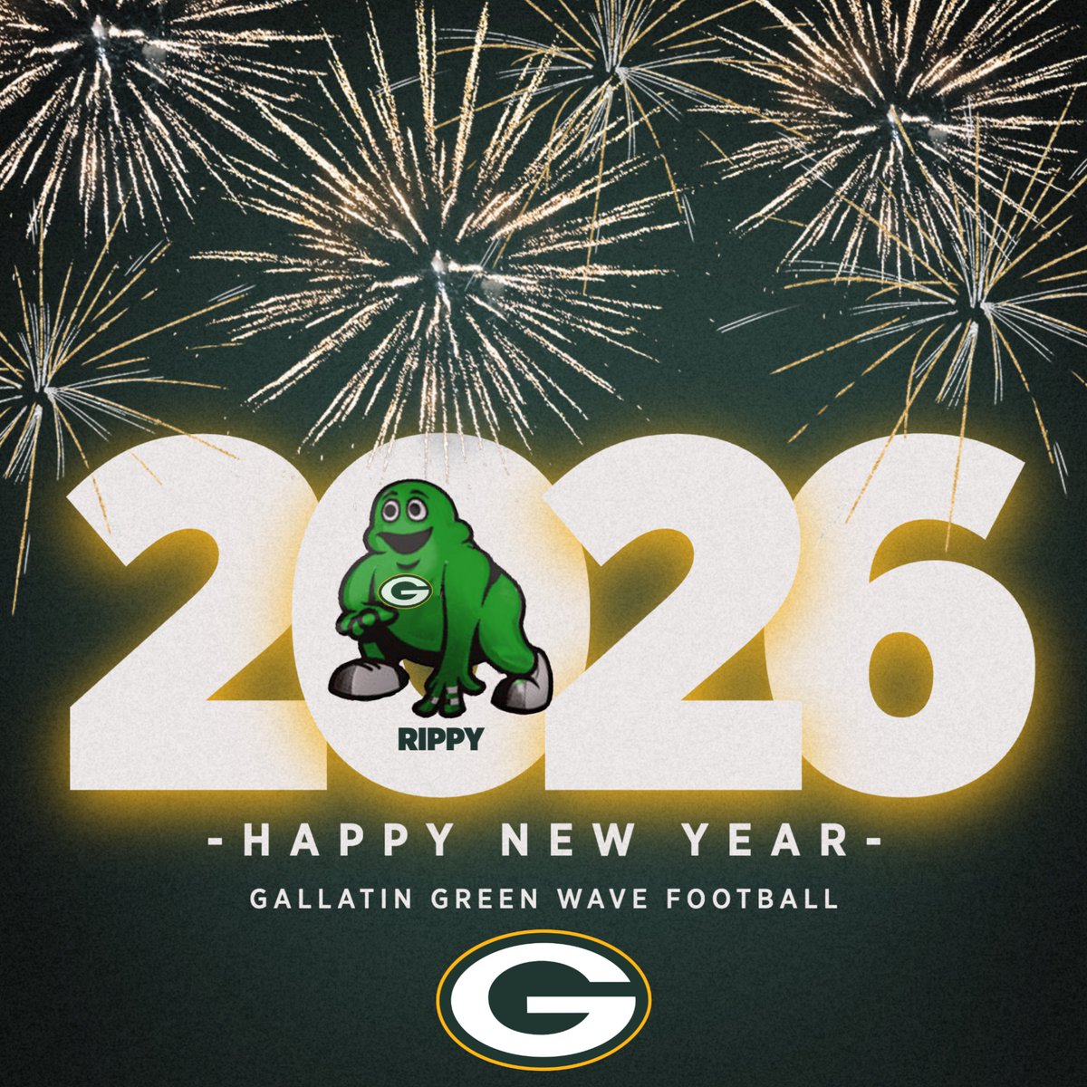 GHSWaveFootball's tweet photo. Happy New Year to the best fans in Tennessee!
Your support fuels our program every single day. As we turn the page to a new year, we’re hungry, motivated, and ready to keep pushing forward. Thank you for riding the wave with us—2026 is going to be special. #GWP #RIPPY #DMGB 🟢🌊 https://t.co/ybEHRCmDNq