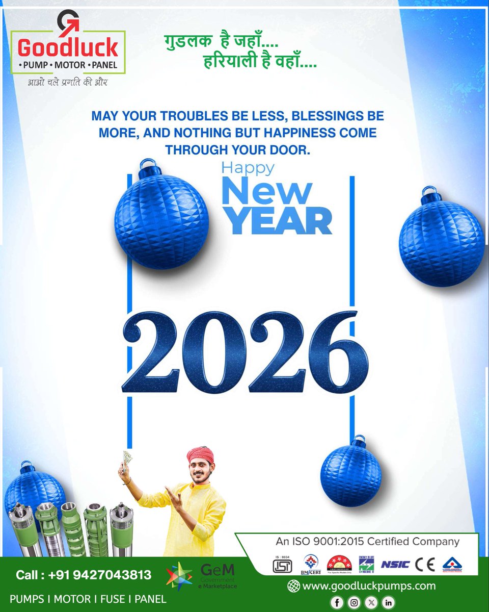 ✨ Happy New Year 2026 ✨
New year. New dreams. Same strong roots.

From fields to families,Goodluck Pumps &amp; Motors continues its vision of Connecting Water With You—
powering progress with trust, advanced technology, and water that flows where it matters most.
