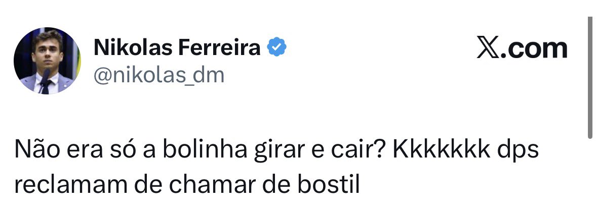 Um parlamentar chamando o Brasil de bostil. Parabéns aos envolvidos.