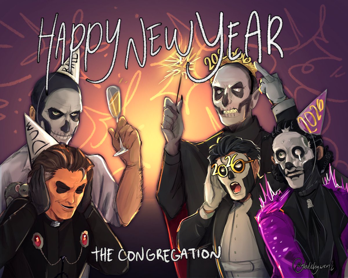 ghulehgwen's tweet photo. The Congregation wishes everyone a Happy New Year! 

#thebandghost https://t.co/6qq9rjuvaN