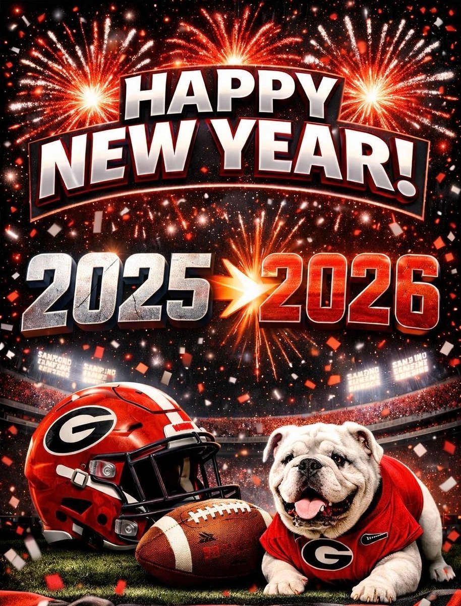 UGAfootballLive's tweet image. Happy New Year, Dawg Nation 🎇 🐾 

Kick the year off with a bang.