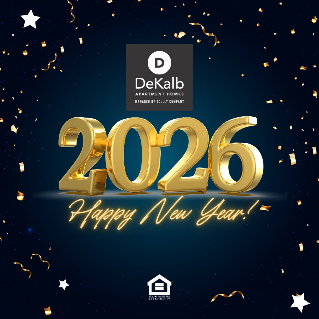 Happy New Year from Dekalb Apartments! 🎉 Here's to new opportunities and exciting beginnings in 2026. Share your goals with us! #NewYear #DekalbLiving