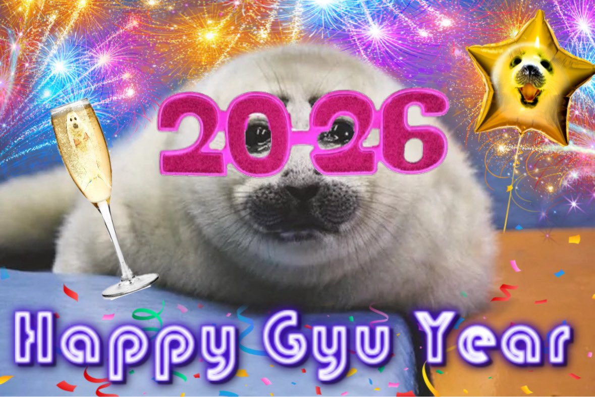 mistapussy's tweet image. Happy Gyu Year, everyseal 🦭🎉🍾