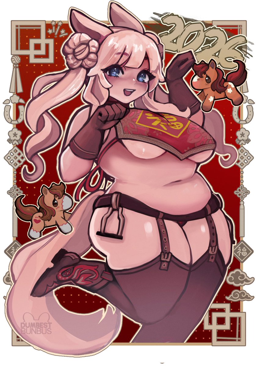 DumbBunss's tweet image. Happy new year! Hope you enjoy this plump bun in a horse cosplay 🐴🔥