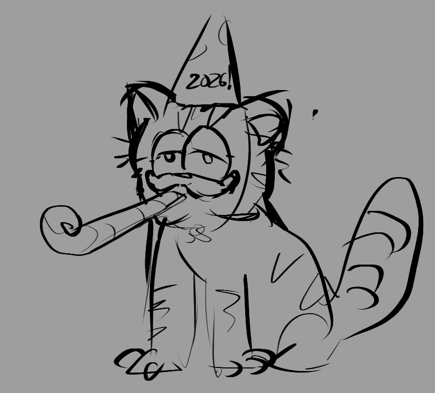 a poorly drawn garfield wishes you a happy new year