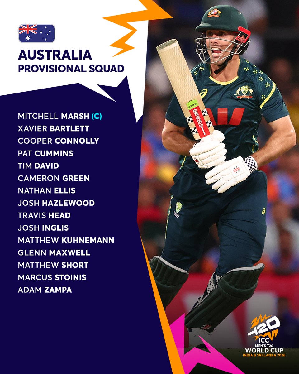 Multiple spin bowling outlets in Australia's provisional squad for the #T20WorldCup 🌪️

More ➡️ icc-cricket.com/tournaments/me…