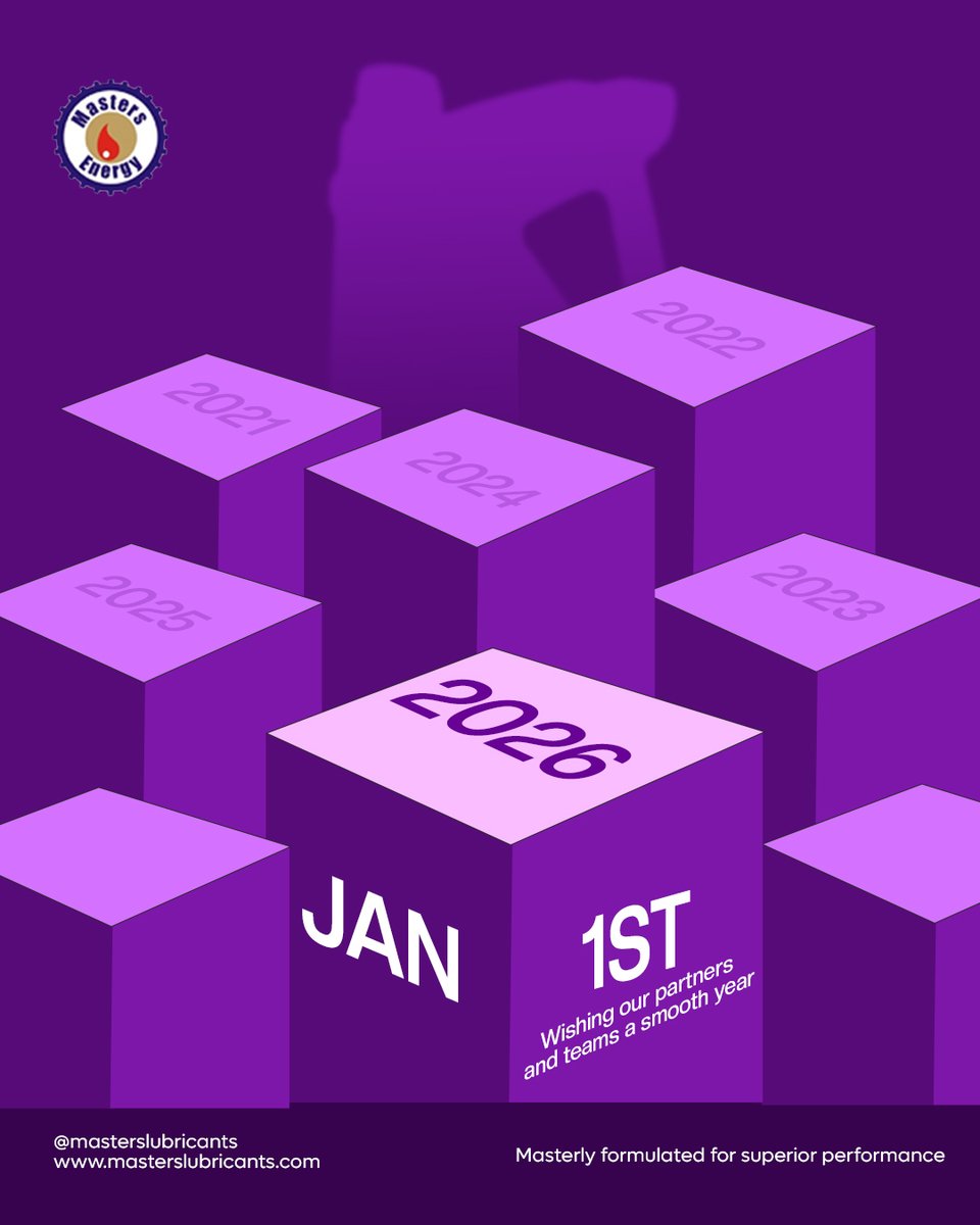 Masters_lube's tweet photo. Here’s to smoother rides, protected engines, and confidence on every journey in 2026.
At Masters Lubricants, we’re driving into 2026 with performance, precision, and reliability.

Here’s to a smooth year ahead for our partners and teams.
#HappyNewYear2026 #MastersLubricants #car https://t.co/YRCLRYzROi