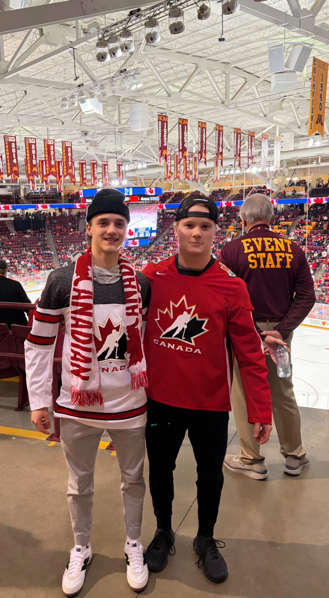 Just a couple of Chiefs players taking in an epic team Canada win tonight! What a great experience for LEPP &amp; WALLIN, GO 🍁!!