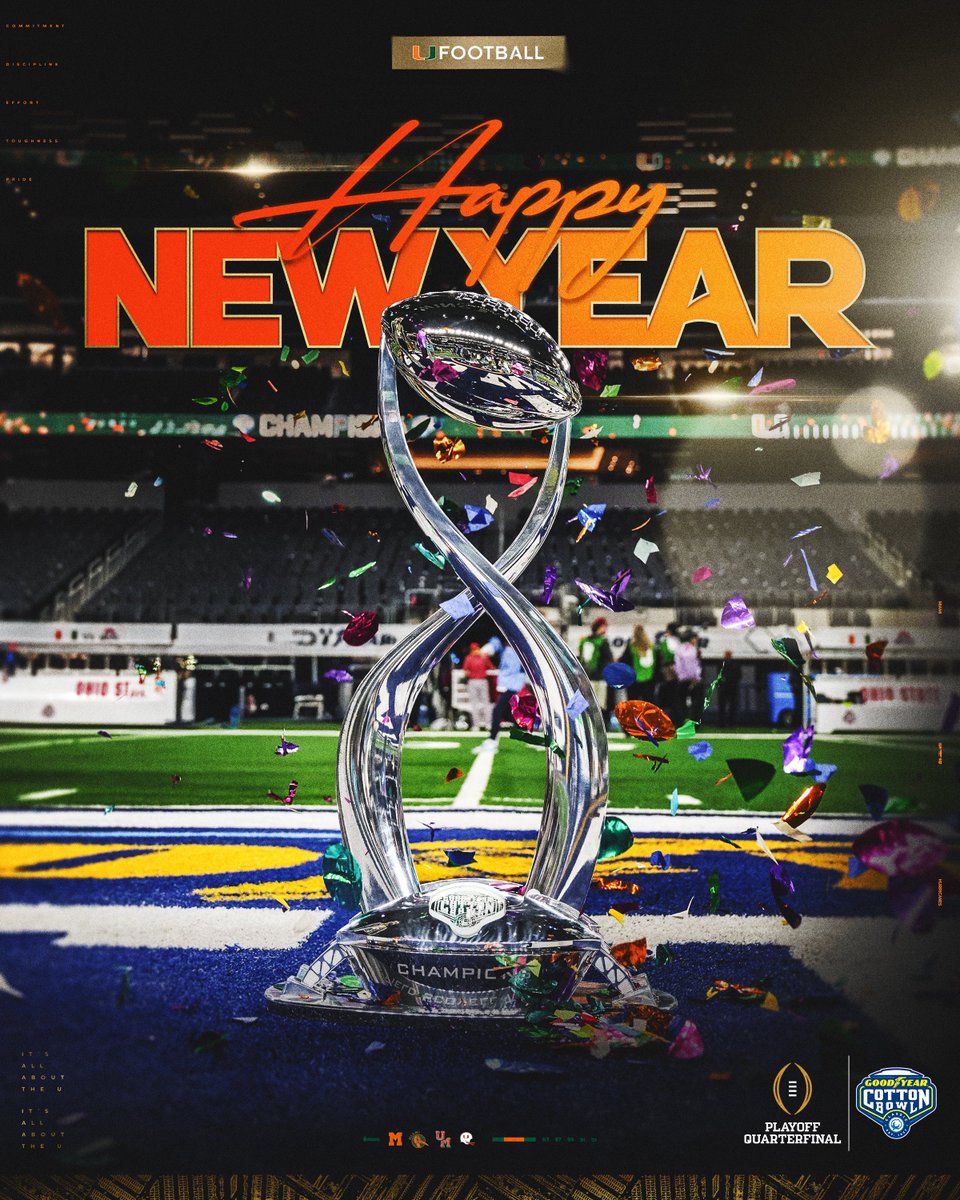 CanesFootball's tweet image. Happy New Year from the @CottonBowlGame Champions 🥳🏆

#GoCanes | @CFBPlayoff