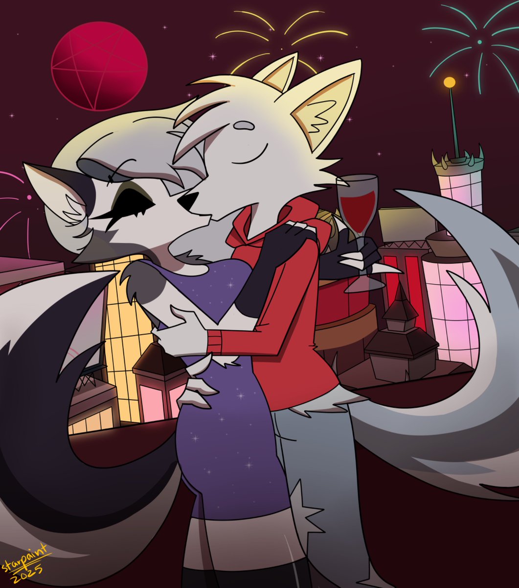 Happy new year everyone! A drawing I did for a good friend. A drawing of Sam and Loona ringing in the new year ;) 
Sam belongs to <a href="/RealNoahToczko/">INoahGuy</a>