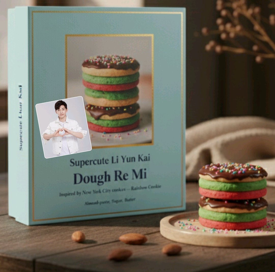 Cookie Box~8
#DengLunShines2026
#Denglun
Inspired by New York City cookies — Rainbow Cookie
Vibrant three-layered cookie made with almond-paste, sugar and butter.
Cookie Name - Supercute Li Yun Kai
Brand Name - Dough Re Mi
💚 Happy New Year 2026 💚