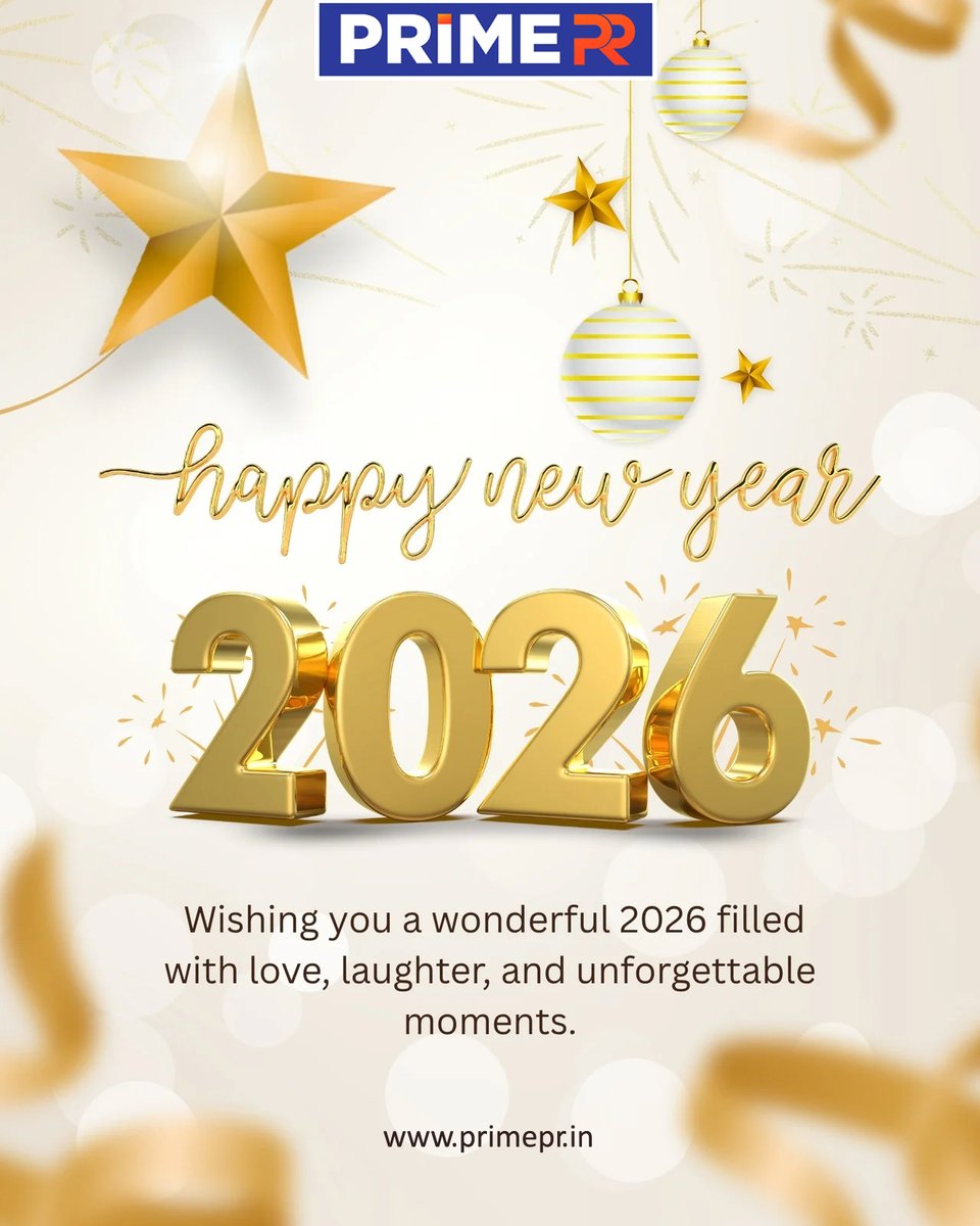 prime_pr11's tweet photo. Wishing you and your loved ones a fantastic year ahead! Happy New Year 2026 ✨💫

#Happy2026 #PrimePR #NewYear2026 #HappyNewYear2026
#NewBeginnings #NewDreams #Growth #2026Goals #Success https://t.co/5YIWwiz17V