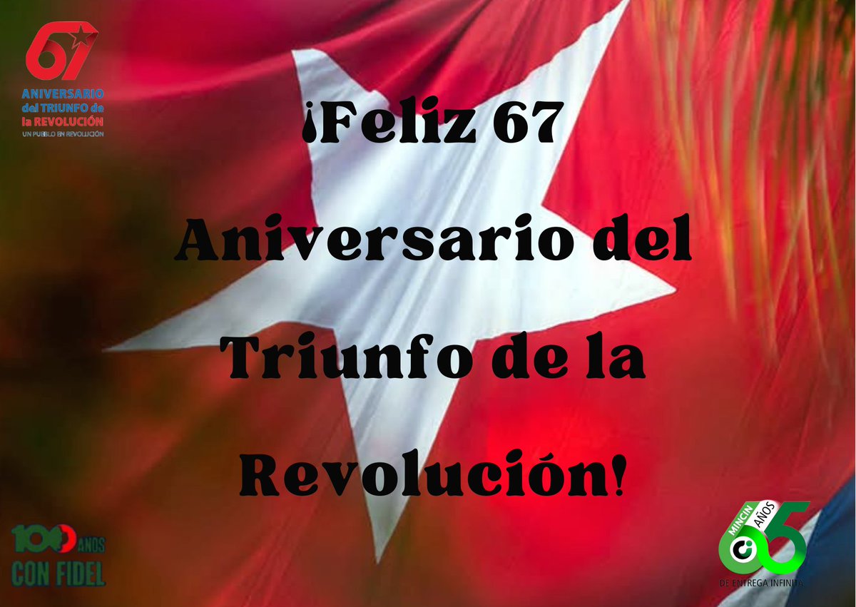 En saludo al 67 aniversario del triunfo de la Revolución y del Nuevo Año, enviamos cálidas felicitaciones al pueblo de #Cuba, y en especial a los trabajadores del Comercio.