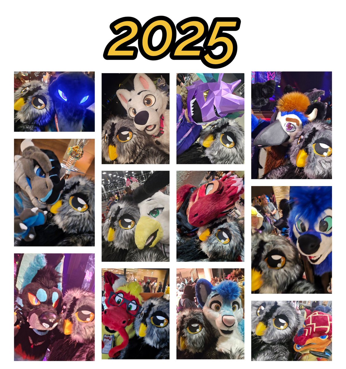 Some selfies from cons!! 2025 was great. Let's see what shenanigans I get up to with everyone in 2026!!! I can't wait~