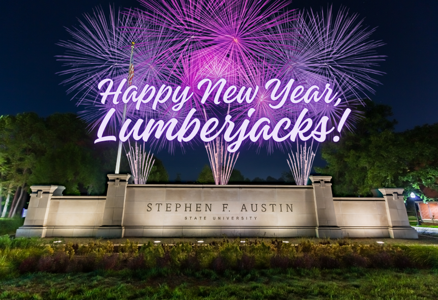 New year, same Lumberjack pride! 💜🤍 Here’s to an amazing 2026, Jacks! 🪓🌲🎉