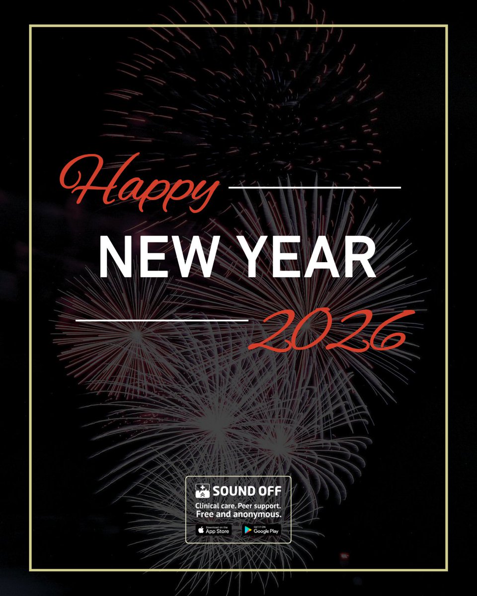 Happy New Year from Sound Off! 💙 Here’s to progress and community in 2026! Learn more: sound-off.com #SoundOff #VeteranSupport #MentalHealthMatters #NewYear2026 #SupportOurTroops #OnYourTerms