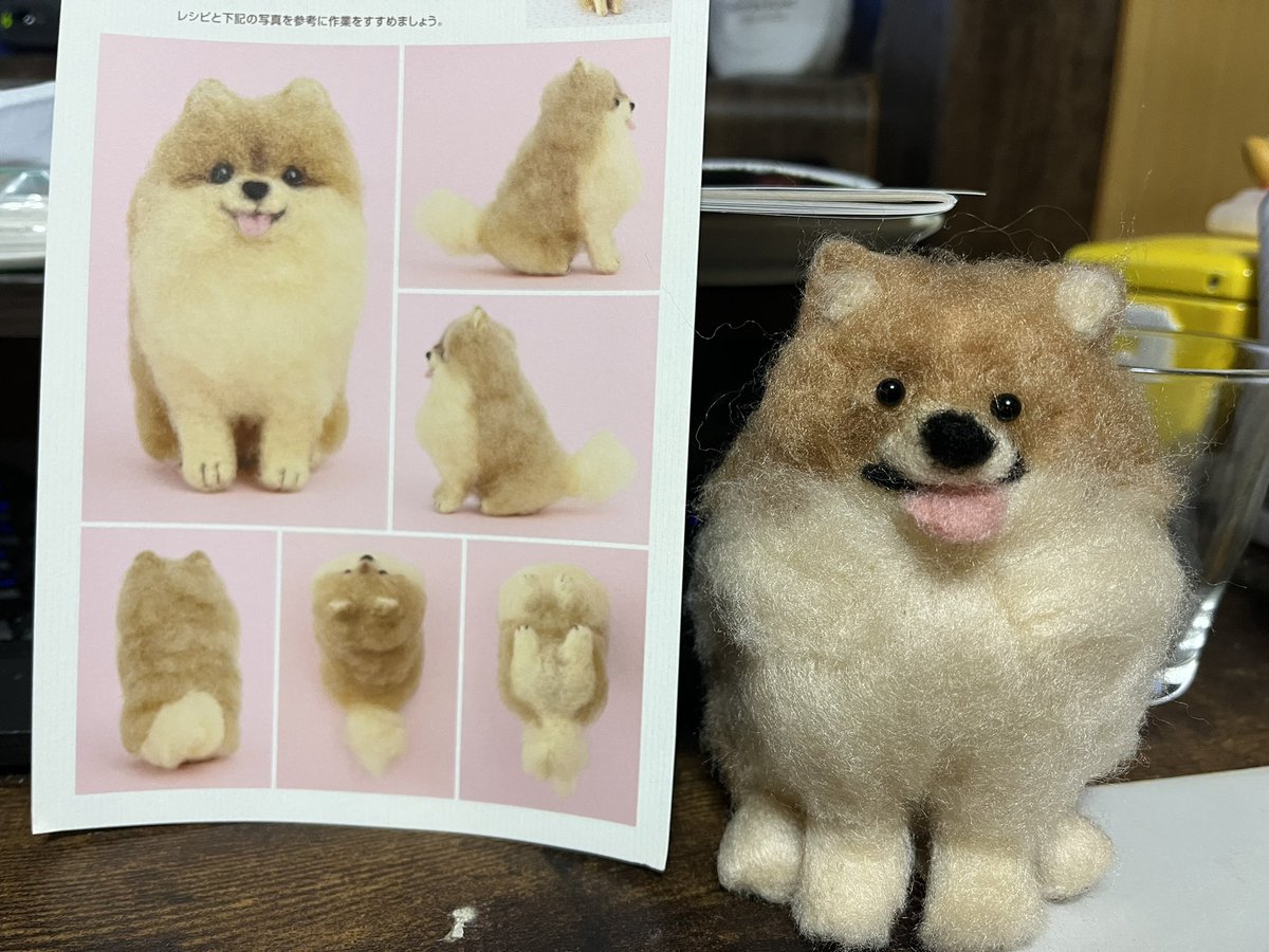 kaga_oren's tweet image. It was my first time using needle felting! It looks completely different from the photo! But it was fun! It was a great experience! I want my baby to have a variety of experiences, so I plan to try many different things myself from now on.