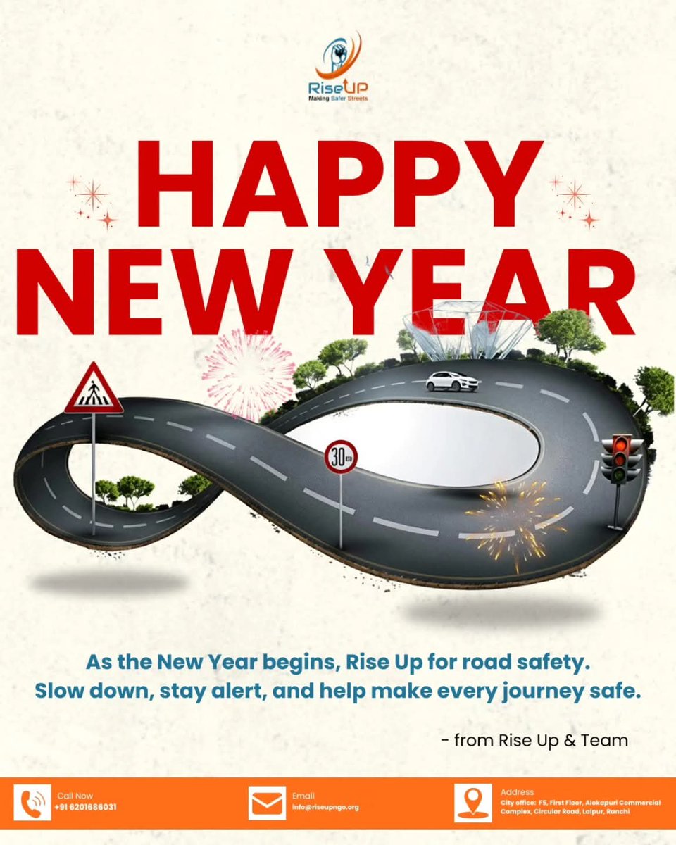 Stepping into 2026 with a promise to choose safety, responsibility, and life first.
Let’s follow rules, protect lives, and make our roads safer together.
#HappyNewYear2026 #RoadSafety 

<a href="/deepakbiruajmm/">Deepak Birua</a> <a href="/nitin_gadkari/">Nitin Gadkari</a> <a href="/MORTHIndia/">MORTHINDIA</a> <a href="/rishabhriseup/">Rishabh Anand</a> <a href="/ranchipolice/">Ranchi Police</a> <a href="/TrafficRanchi/">Ranchi Traffic Police</a>