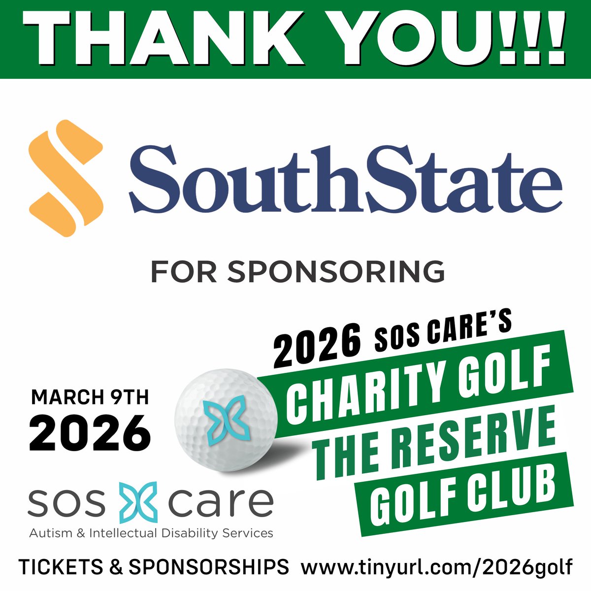 Hope4SOS's tweet image. 🏦💚 Thank you SouthState Bank! 💚🏦
Visit— southstatebank.com

🎟️ Learn more or join us:
Let’s tee up for impact! 💛
Tickets &amp;amp; Sponsorships Available
tinyurl.com/2026golf

Let’s drive change—one hole at a time.