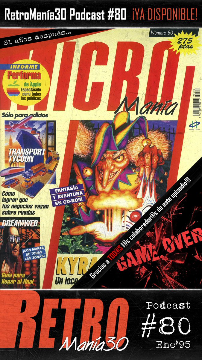 Ahí va el ÚLTIMO #RM30! Episodio muy loco... de #24h de duración! Sí, un día entero de #RetroManía30 (jejeje). Gracias a todos los colaboradores que lo han hecho posible. Y gracias a todos vosotros por seguir ahí. Hasta siempre! #RM30Forever #GameOver(?)

ivoox.com/retromania30-8…
