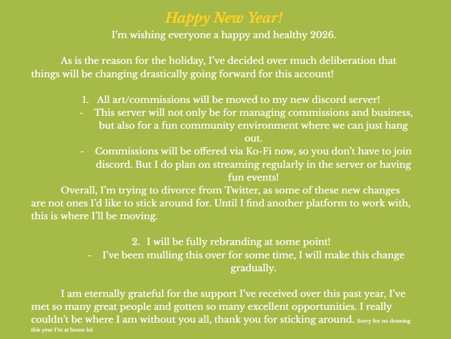 Happy new years!! 🎉🎉
a little announcement for things going forward 💚