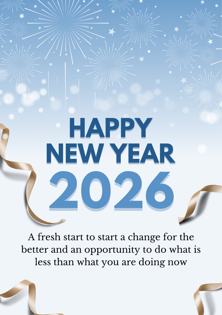 seojitendra's tweet photo. 🎆✨ Happy New Year 2026! ✨🎆

A fresh start, a new mindset, and endless possibilities 🌟
May this year inspire positive change, growth, and better opportunities ahead.
Let’s welcome 2026 with hope, courage, and confidence 💙🥂

#HappyNewYear2026 #NewBeginnings #FreshStart 🎉 https://t.co/k8XW8RMvu5