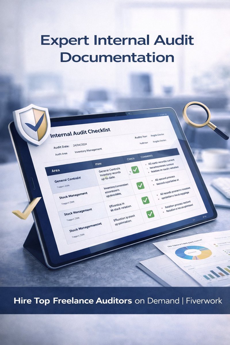 fiverwork5's tweet photo. Secure your audit trail. Fiverwork connects you with expert freelance auditors for precise, compliant documentation. Streamline your process today.
Find your expert: https://t.co/pw5PVu97eo
#InternalAudit #AuditDocumentation #Compliance #Fiverwork https://t.co/eTULO2KObg