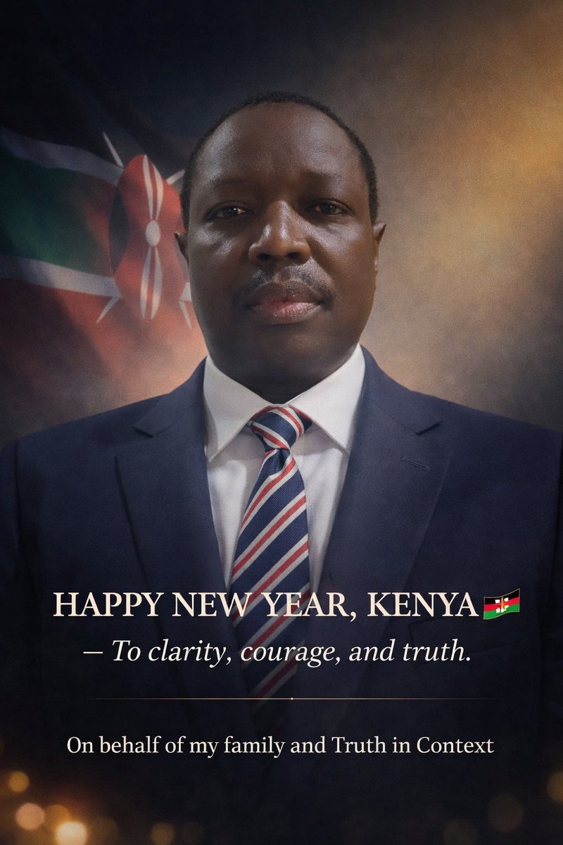 NdumaNick's tweet photo. As we step into a new year, I wish every Kenyan peace, health, courage, and renewed hope.
On behalf of my family and Truth in Context, may 2026 be a year where truth matters, leadership listens, and our shared humanity comes first.
Happy New Year, Kenya 🇰🇪✨
#HappyNewYear https://t.co/IUXMzVdC2n