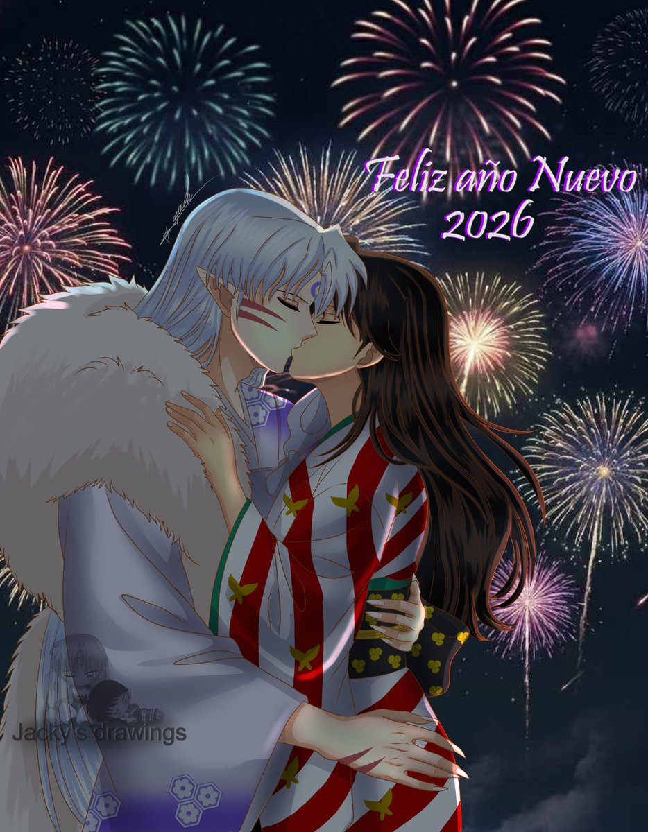 Feliz año nuevo 🎉🥳🎆🥰 
Por un año más de mucho contenido de mi #SessRin 

#SessRin #Sesshomaru #Rin #SesshomaruyRin #SessRinCanon #HappyNewYear2026
