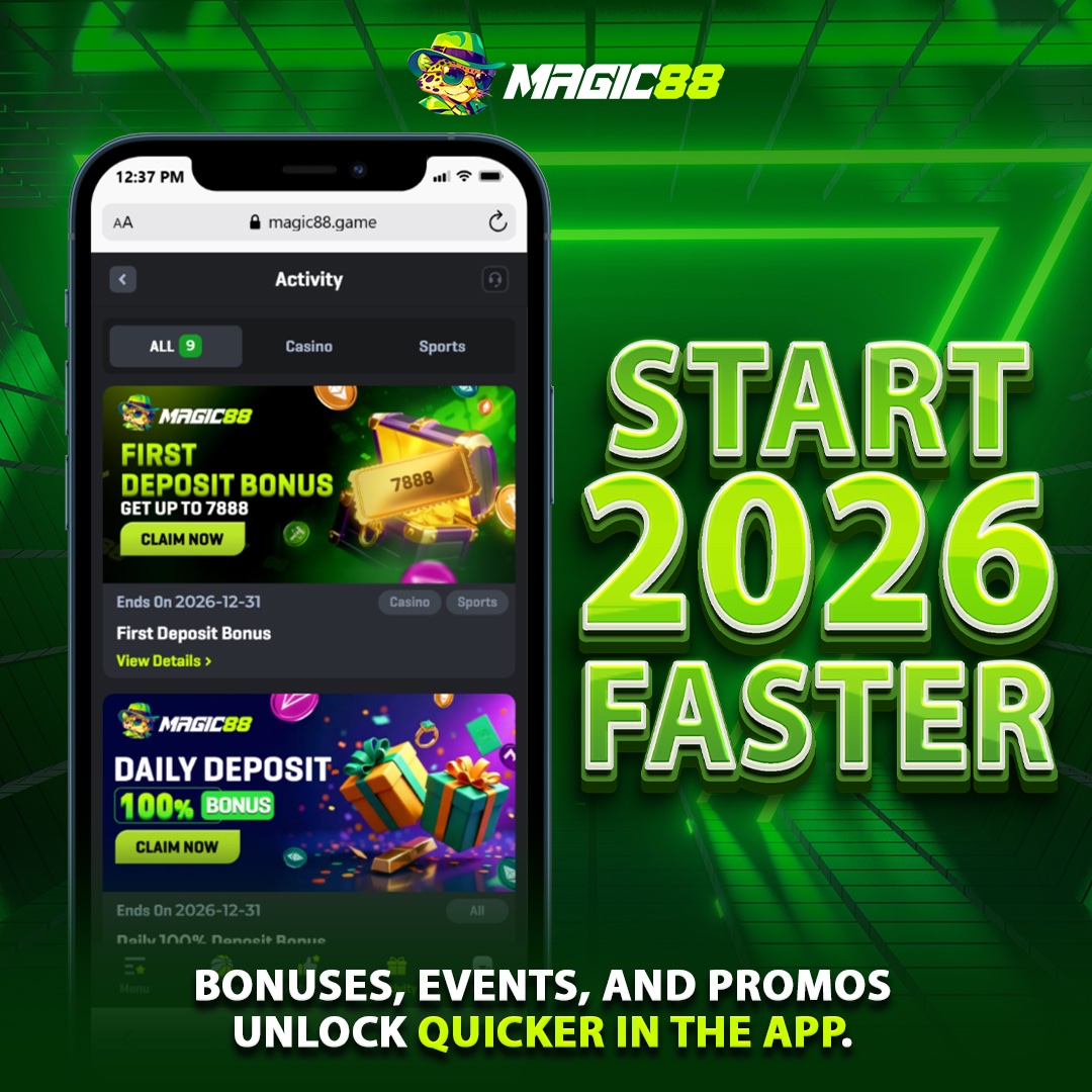 magic88global2's tweet image. ⚡ Start 2026 with faster rewards
Bonuses, events, and promos open quicker inside the app.
👉 magic88.game
#Magic88 #FastPlay #MobileCasino