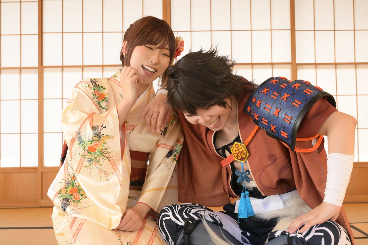 *..cosplay *  刀さに/むつさに/審神者

ふと目が合った時に好きむつの顔が近すぎて思わず顔を覆ってしまった私と、モケさんがめっちゃ笑えること言って崩れ落ちたふたり🤣

┈┈┈┈┈┈┈
審神者:<a href="/kinomoto03/">きの🍠</a>
陸奥守:<a href="/S_cos82/">𝕊</a> 
photo:<a href="/boheusagi/">モケ📷鶴舞a! 14 ちょっとだけ！</a>