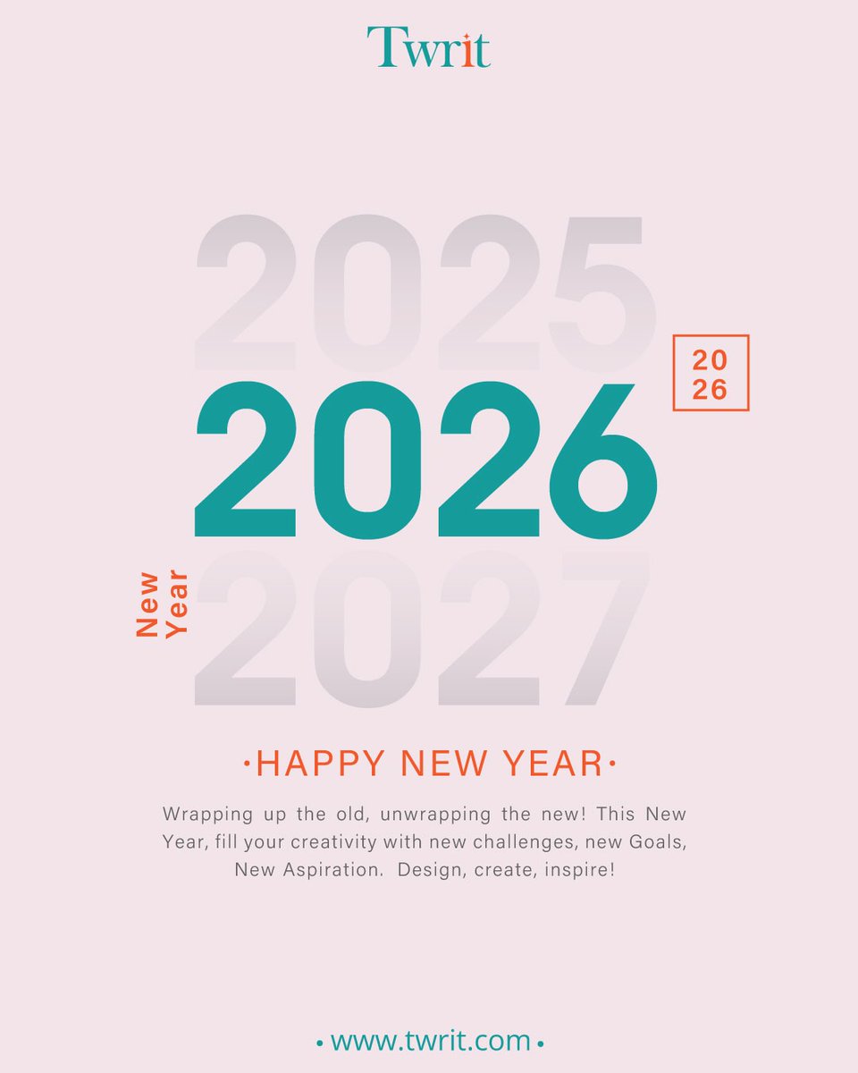 twrit4's tweet photo. ✨ Wishing everyone a successful, creative, and positive New Year 2026.

#happynewyear #2026 #Twrit #graphicdesigncompany #creativejourney #growthmindset #newyearvibes #designgrowth #digitalmarketingcompany https://t.co/u6sjVu6JJP