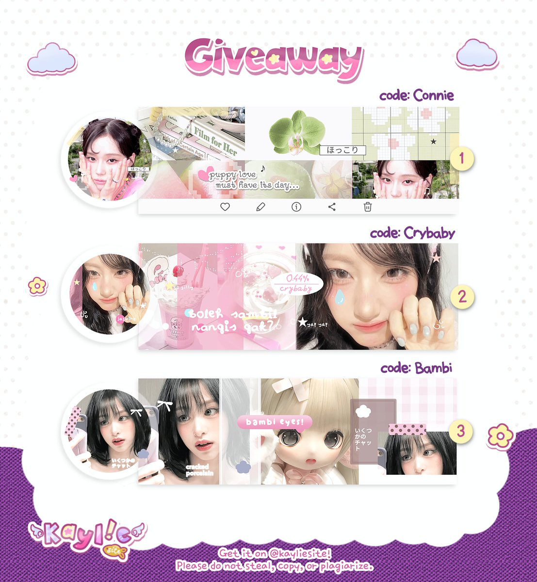 kayliecore's tweet image. 📞🩷  . . hai hai! Aku ada giveaway layout untuk 3 katalog moodie ini! Yuk cek pinned @kayliesite jangan lupa ikutan yaa ˃̵ᴗ˂̵ 🎹🌸

#zonauang