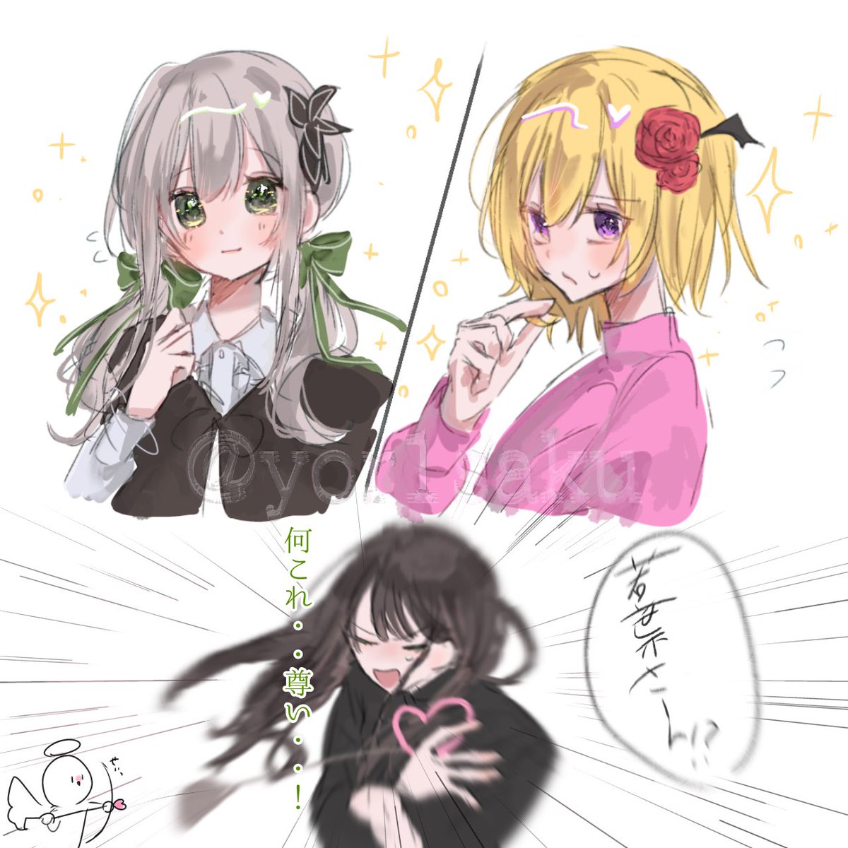 yor1saku's tweet photo. 指で描くの意外と楽しい。あと冰鞠ちゃんにはもっといろんな髪型して欲しい。すごい見たいから！！　#金卓BANart https://t.co/z67UInoH2b