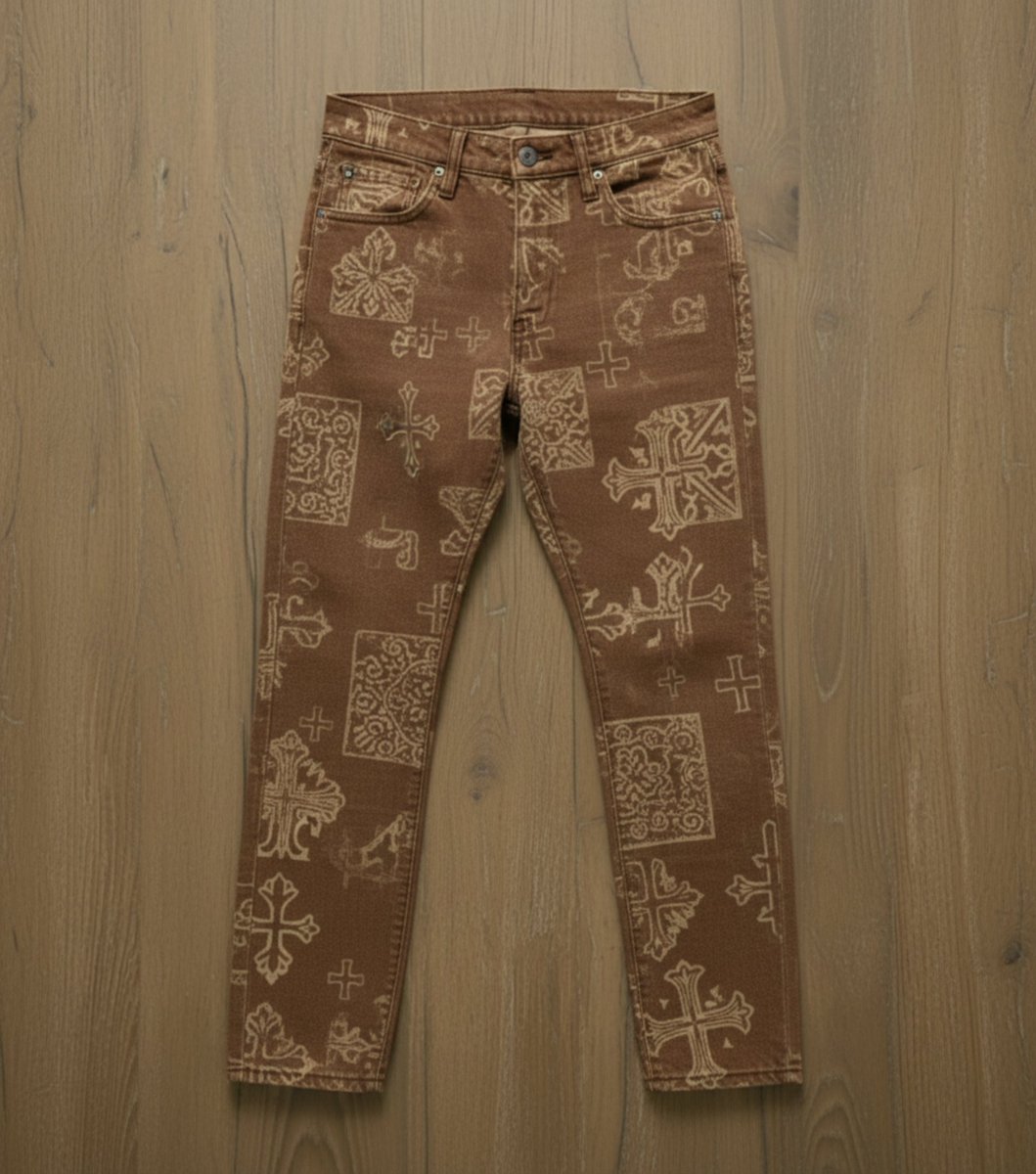 silkhighwayco's tweet image. Last designs for 2025. Happy New Year &amp;amp; all the best in your future endeavors. Keep creating. Keep winning.

SLK HIGHWAY - Brown &amp;amp; tan denim set. Inspired by Chrome Hearts. #SLKHWY #DenimSet