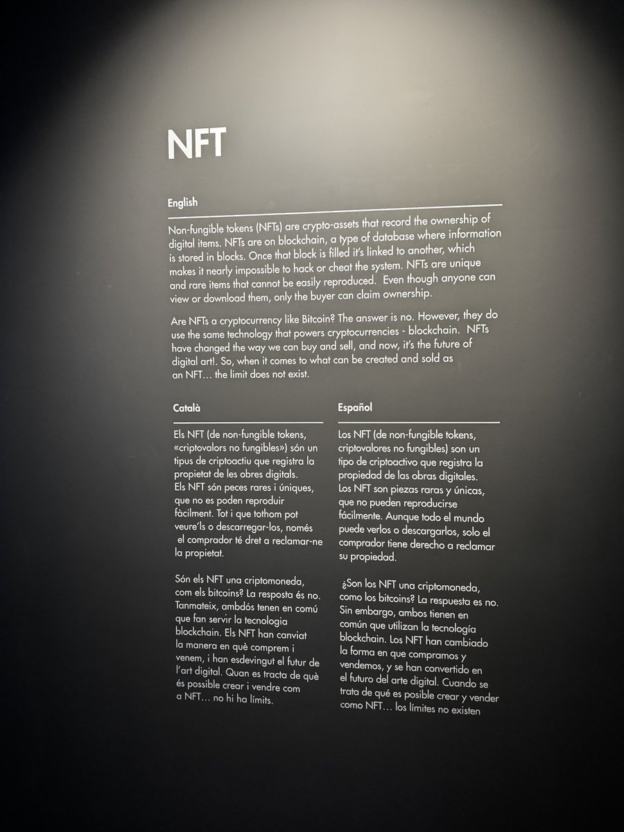 Moco Museum in Barcelona has a lot of NFTs on display 

<a href="/33NFT/">33</a> loaned a bunch of the works
