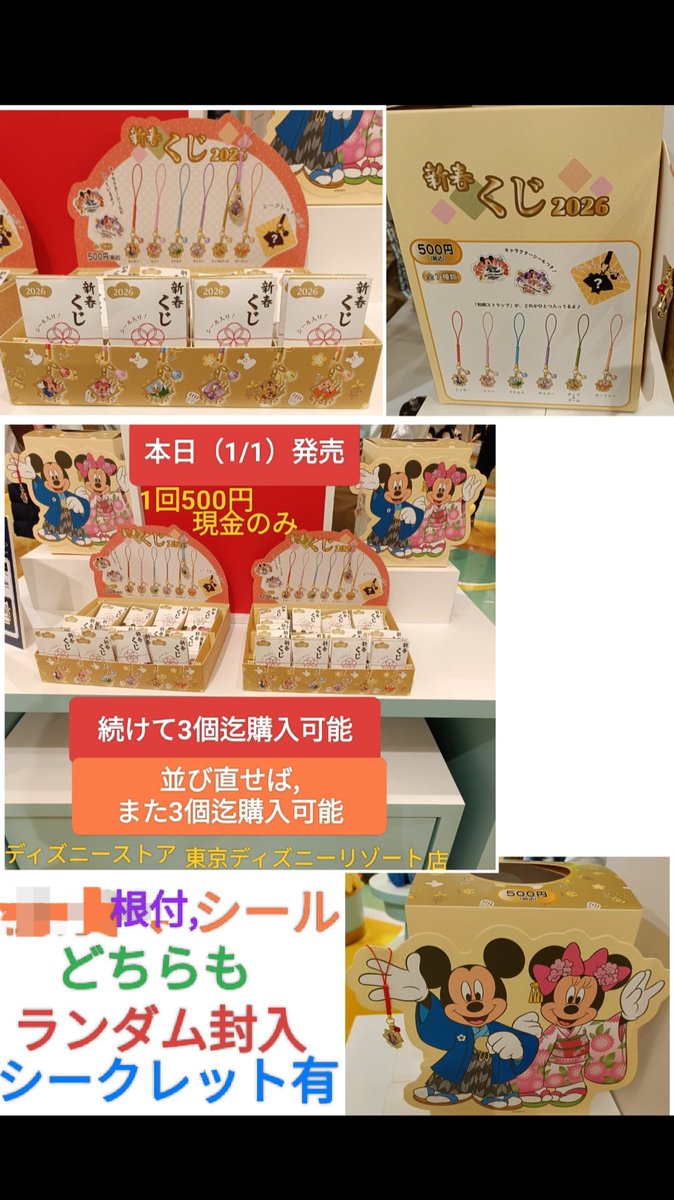 本日発売 #ディズニーストア 新春くじ「シークレット」 根付 シール