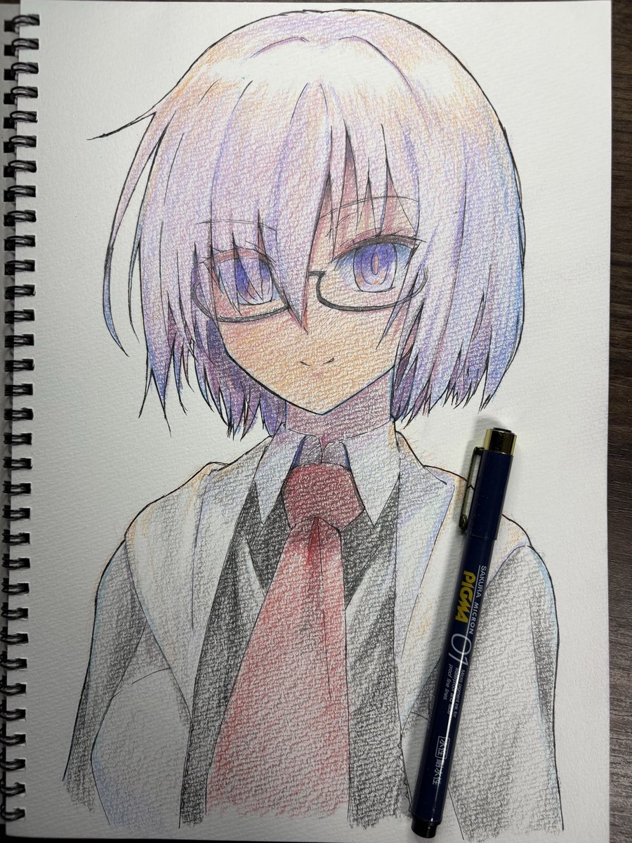 マシューアレン　絵　特大 アナログ挑戦一発目！ マシュを描いてみました 36色セット使ったけど