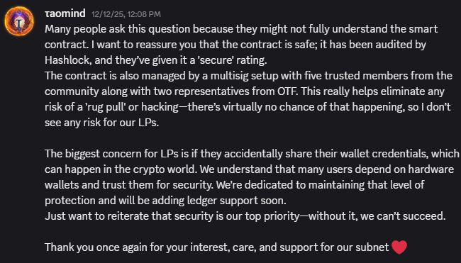 Pop_Collapse's tweet image. Bittensor $TAO community - I desperately need some help.

I was the top miner providing liquidity to TENEX Subnet 67's liquidity pool with 1,507 TAO.

This is essentially everything I have.

I woke up this morning, checked the subnet prices and saw Tenex fell off a cliff.…