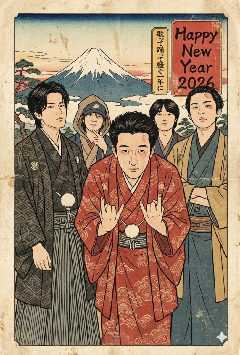 特徴掴むの上手いな
歌って踊って騒ぐ一年に👊
#GoogleGemini #Geminiで年賀状