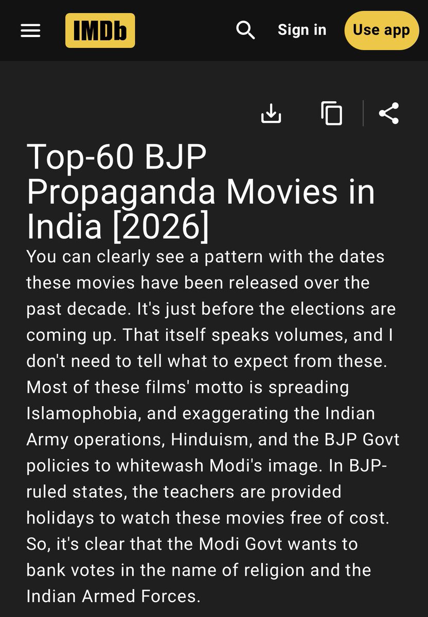 IMDB has a special list dedicated to propaganda movies promoted by BJP! 

😅😂