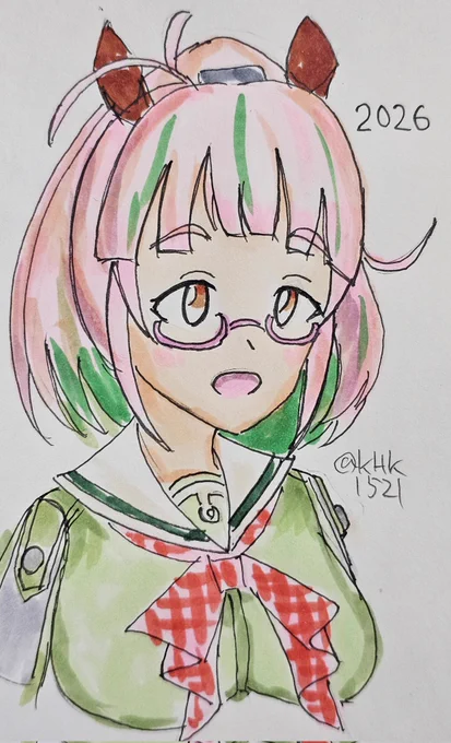明けましておめでとうございます 午年なのでウマミミを付ける梅ちゃんです