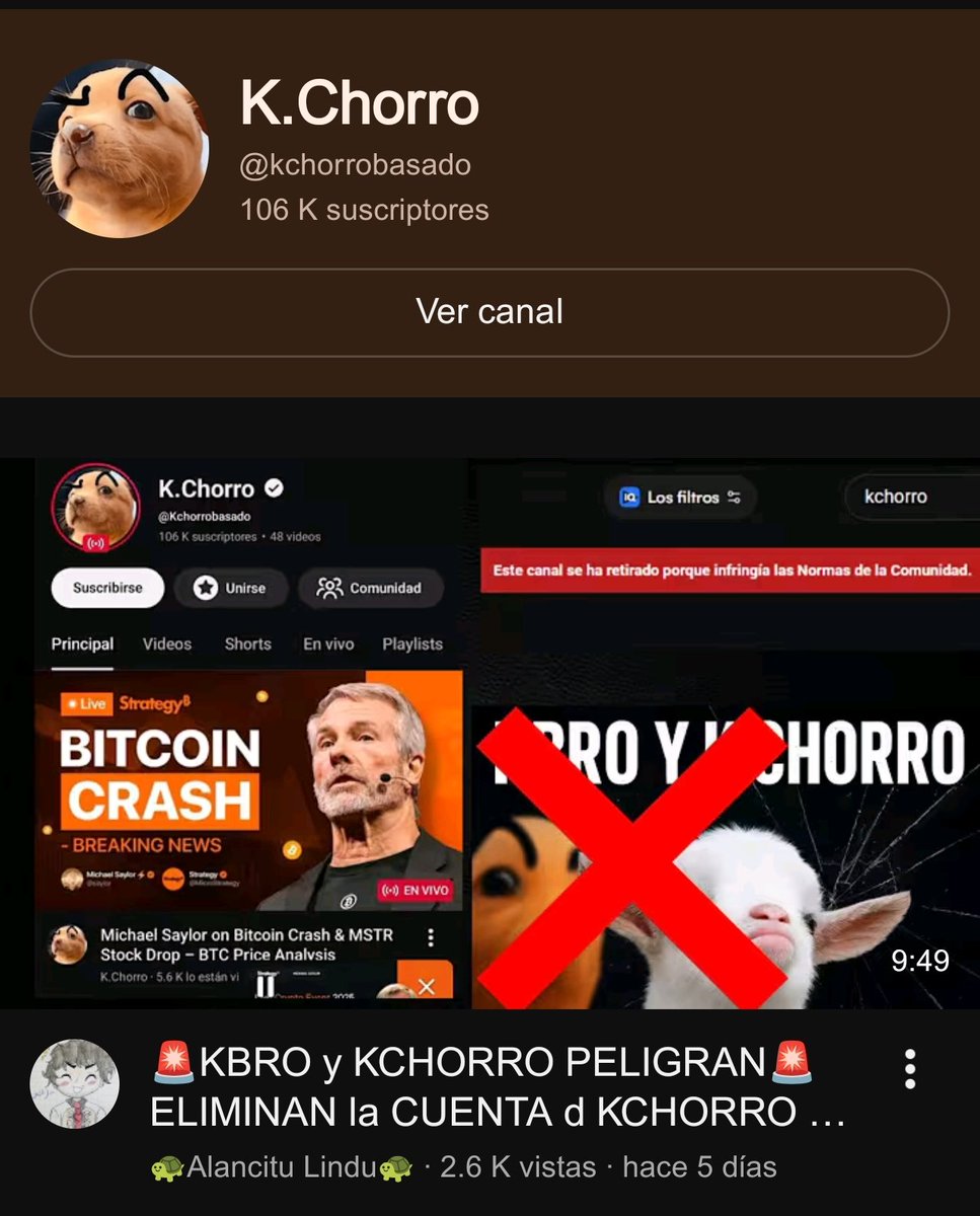 Kbronproyectado's tweet image. Gracias a @TeamYouTube por ayudar a recuperar el canal k.chorro, durante el hackeo también suspendieron por error otras cuentas asociadas como KBro, agradecería que pudieran ayudar a restaurar este otro canal:
youtube.com/channel/UCtVsE…