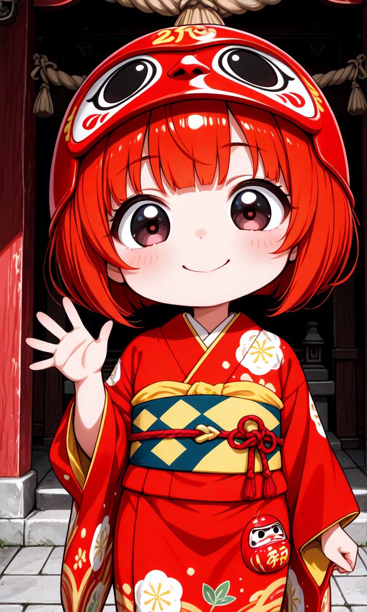 rasutoneko's tweet image. (=ﾟωﾟ)ﾉあけましておめでとうございます

擬人化キャラ縁起だるまちゃん

#PixAI 
#PixAINewYear2026
@PixAI_Official