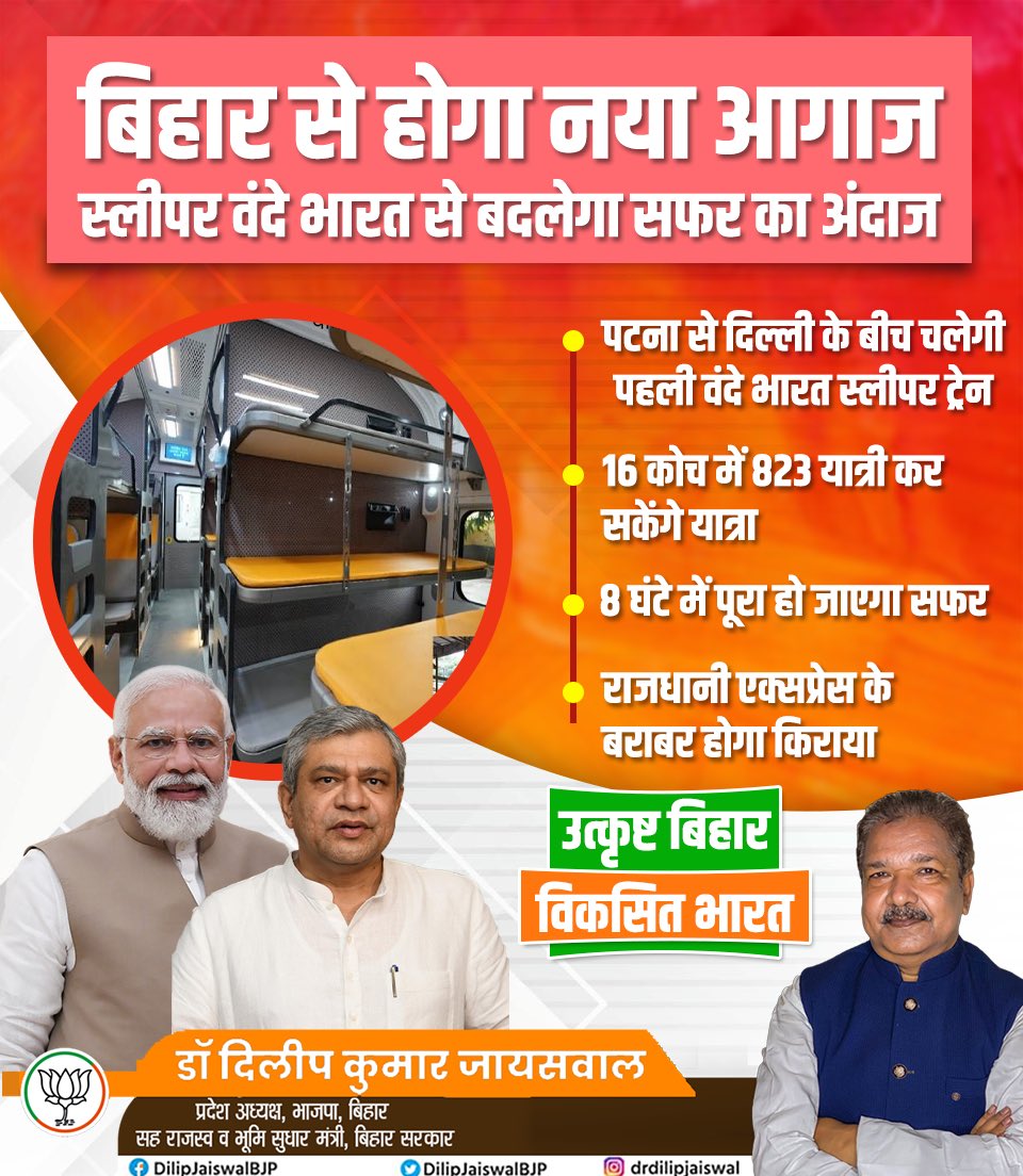 PatnaRail_'s tweet photo. Another fraud with Bihar by BJP leaders.

If you cannot deliver, then don’t make false promises—don’t mislead the public.

The first Vande Bharat Sleeper train will not run between Patna (PNBE) and New Delhi (NDLS).
This was promised earlier, but now it’s not happening. https://t.co/W8lSTfGsS2