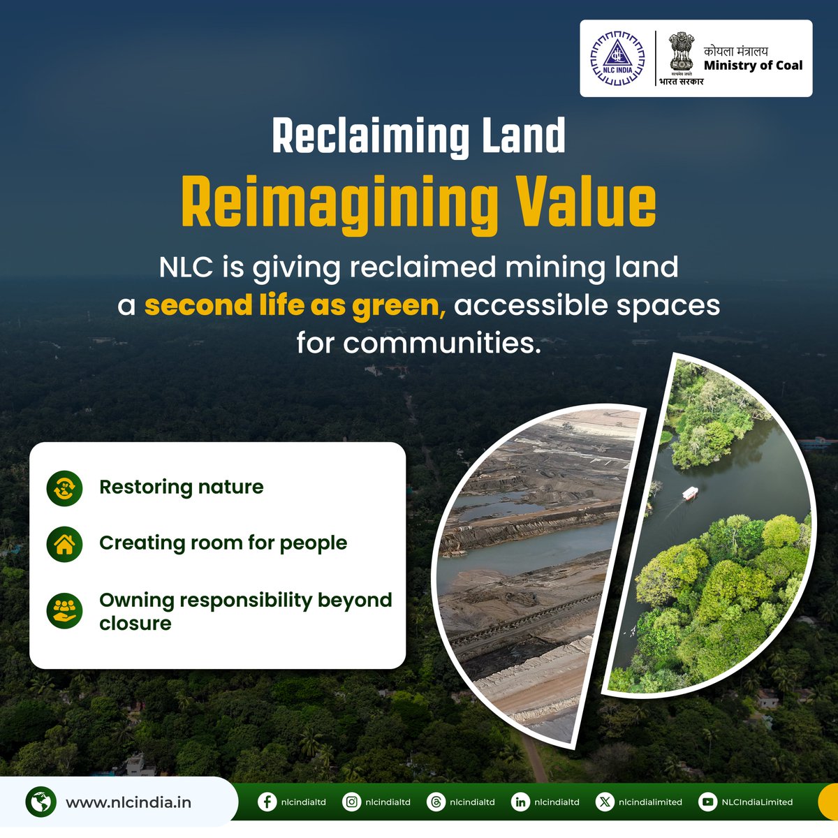 nlcindialimited's tweet image. NLC India Limited is reworking reclaimed land into green, community-focused spaces with long-term value.

#NLCIndia #SustainableMining #GreenTransition 
@CoalMinistry @MinesMinIndia @mygovindia
