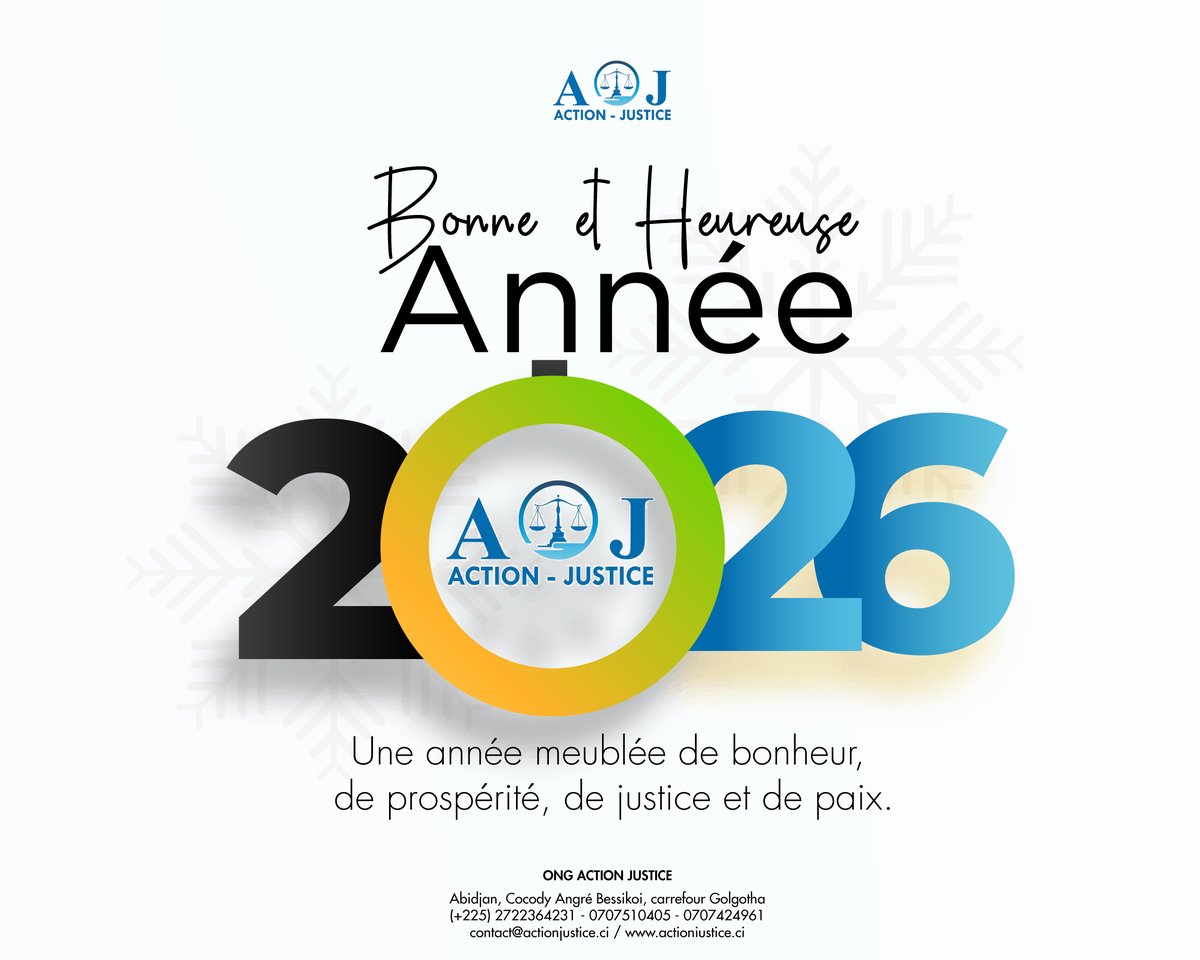 ACTIONJUST33110's tweet photo. 📷 Bonne et Heureuse Année 2026 📷
Que 2026 soit une année de paix, de justice et de prospérité  partagé.
#BonneAnnée2026 #ActionJustice #Paix #Justice https://t.co/ozEkpGizwX