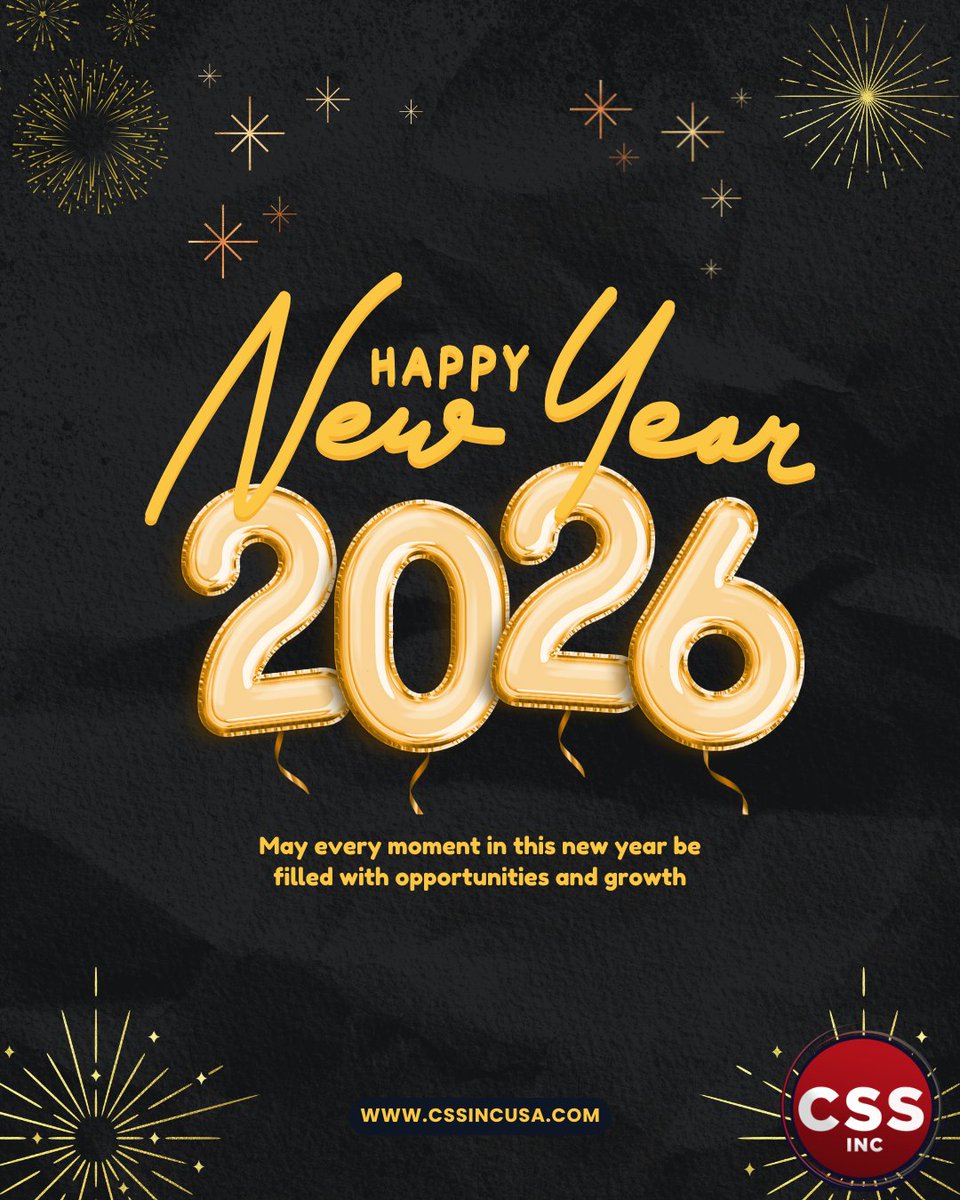 CSSInc_USA's tweet photo. As we step into 2026, we’re grateful for the partnerships and progress that brought us here. Wishing you a New Year filled with growth, success, and new opportunities. Happy New Year from all of us at CSS ✨ https://t.co/2E3b0kVgY8