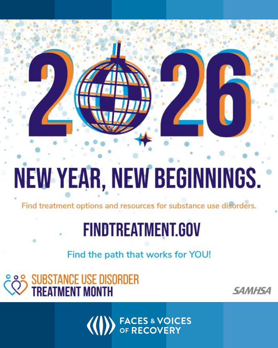 FACESandVOICES's tweet image. New Year, New Beginnings. If you're seeking help for alcohol or other drug use, treatment options are available. Taking that first step can lead to health &amp;amp; healing. You’re not alone. Help is available. Findtreatment.gov #TreatmentMonth