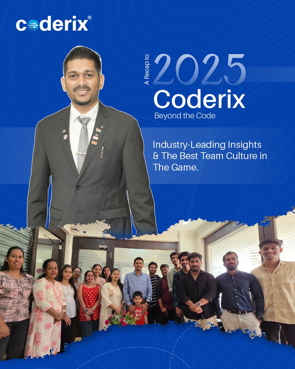 Coderixio's tweet photo. 2025 was a year of Growth, Innovation &amp; Impact at Coderix!

Beyond the numbers, it was about the conversations that sparked change, the leaders who emerged and the trust that deepened with every solution. https://t.co/T7Wad92GY4